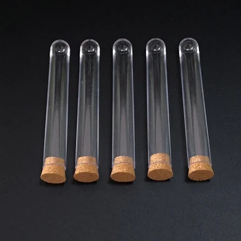 100pcs/masse 15x100mm lab plast reagensglas med kork, DIA15mm PC materiale labware