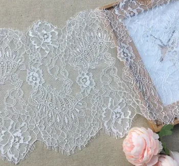 Bred 28CM Kvalitet Soft Off White Nylon phoenix blomst eyelash lace DIY bryllup kjole hjem gardin tilbehør til udsmykning