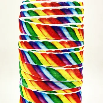 Q&N bånd engros - /OEM-5/8inch 16mm 160927006 farverige udskrevet, foldet over elastisk FJENDE for hairbows gratis fragt