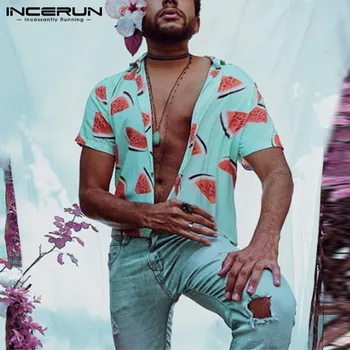 Mænd Hawaii-Skjorte Trykt Revers Korte Ærmer Åndbar Stranden Shirts Streetwear Mode Sommeren Camisa Masculina S-3XL INCERUN