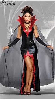 Djævel Kostume Burlesque Voksne Kvinder Til Halloween Carnival Cosplay Jul Vampire Dronning Part Kjole