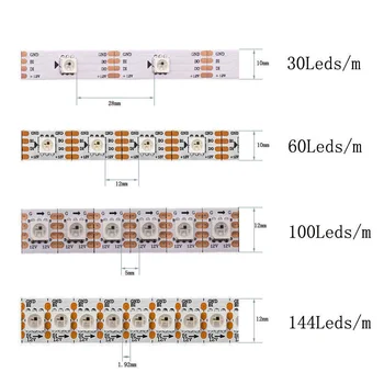 DC12V WS2815(WS2812B WS2813 Opdatering) Pixel RGB Led Strip,Individuelt Adresserbar Hvid/Sort PCB Dual-signal-Led Lys