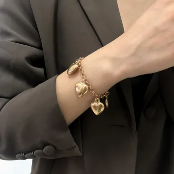 DIEZI Elegante Mode Guld Sølvfarvet Kæde Armbånd Til Kvinder, Damer Simpel Metal Heart Charm Bracelet Kvindelige Piger Smykker