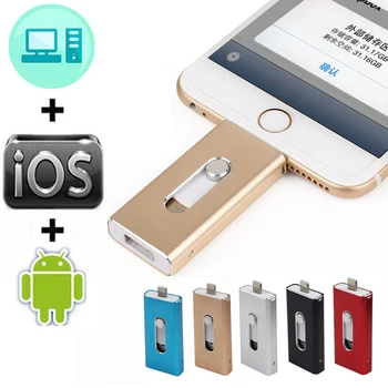 OTG USB-Flash-Drev Til iPhone X/8/7/7 Plus/6/6s/5/SE ipad Metal Pendrive HD Memory Stick 8 16 32G 64G 128G Flash Driver usb 3.0