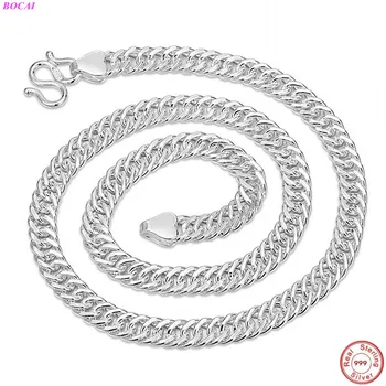 BOCAI Solide S999 Sterling Sølv Halskæde enkel personlighed kæde tendens mænds dominerende tyk sølv pisk kæde