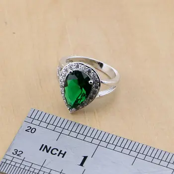 Dråbe vand 925 Sølv Ring med Grøn Hvid CZ Cubic Zirconia For Kvinder bryllup Bryllup/Engagement/Party/Gaver Ring