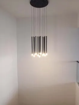 Moderne lysekrone, trappe, der kan bruges til Nordisk villa stue roterende havepasning guld / sort LED-hængende lamper 90-260V