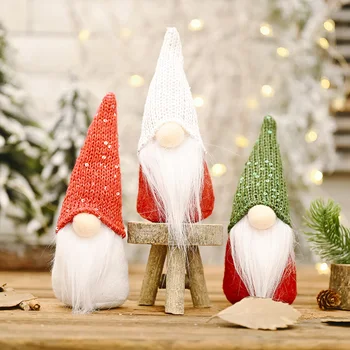 Håndlavet Jul Ansigtsløse Gnome Santa Dukke Dekoration Hængende Ferie Dekorationer Til Hjemmet Jul Drop Vedhæng Smykker