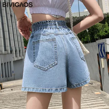 BIVIGAOS 2020 Kvinder Brede Ben Jeans Shorts om Sommeren Store Pocket Denim Shorts Ladies Casual Høj Talje Shorts Jeans Plus Størrelse