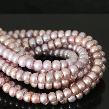 Klassiske 9-10mm ferskvand lilla natural pearl knappen abacus perler hot salg fabrik engros smykker at gøre 15inch B1383