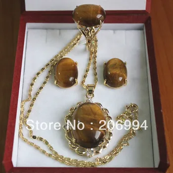 Gratis forsendelse mode smykker Semi-ædle sten, halskæder, vedhæng, øreringe og ring sæt #0468