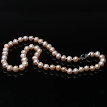 Naturlige ferskvands-pink perle halskæde til bryllup hvid perle halskæde 925 sterling sølv smykker til pige fødselsdag gaver