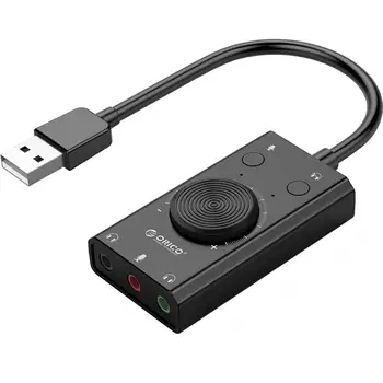 ORICO SC2 USB-lydkort Volumen Eksterne Justerbar 3 stik til Mikrofon Hovedtelefoner Audio-Kort Mikrofon Stik Adapter til Windows, Mac OS