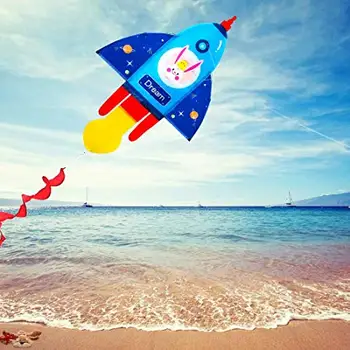 Tegnefilm Raket Kite Enkelt Linje Drageflyvning for Børn Udendørs Legetøj Beach Park Spiller