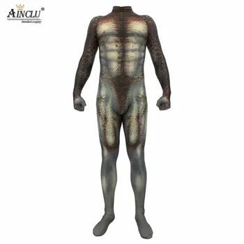 Ainclu Herre Drenge Predator Cosplay Kostumer 3D Printet Spandex Film Rovdyr Halloween Zentai Jumpsuit, der Passer Bodyer