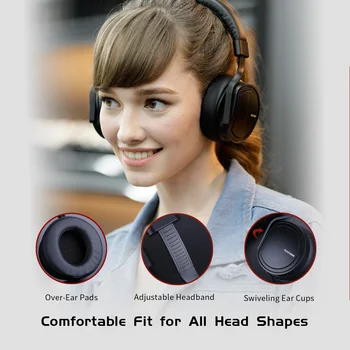 GDLYL Aktive Noise Cancelling Trådløse Bluetooth Hovedtelefoner med Mikrofon, Hi-Fi Stereo Headset Dyb Bas Over Ear Hovedtelefoner