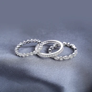Jpalace vielsesringe Sæt 925 Sterling Sølv Ringe til Kvinder-års Jubilæum i Evigheden Stabelbare Band Ring Sæt Sølv 925 Smykker