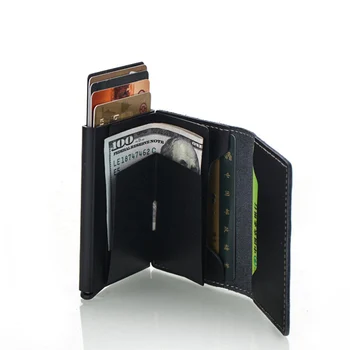 1 Stykke Ægte Læder Nye Mænd Kortholderen RFID-Metal Kreditkort Indehaveren Anti-tyveri Mænd Tegnebogen Automatisk Pop Op-Kort Sag