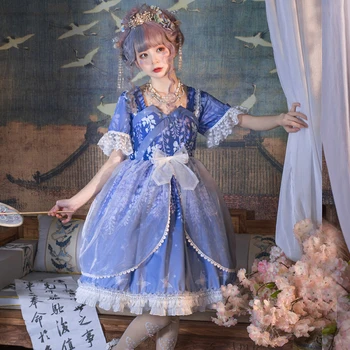Nye Kvinder Lolita Kjole Til Piger i Kinesisk Stil Forbedre Søde Blonder Sommerfugl OP Lolita Kjole Victorianske Tea Party Tøj VO783