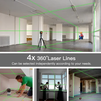 16-line Laser-Niveau Meter Vandrette og Lodrette 360°roterende Selv-nivellering Maskine Grønt Lys Automatisk Niveau Måling af Værktøj