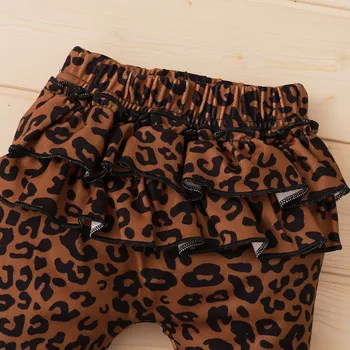 (3M-18M) Børns langærmet leopard print top+flæsekant pjusket bukser+pandebånd passer til mode afslappet behagelig baby, der passer F4*