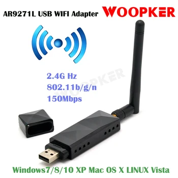 Trådløs USB-WiFi-Adapter & 3dBi WiFi-Antenne for Kali Linux/Windows XP/7/8/10/Roland Klaver for Atheros AR9271L 802.11 n-150Mbps
