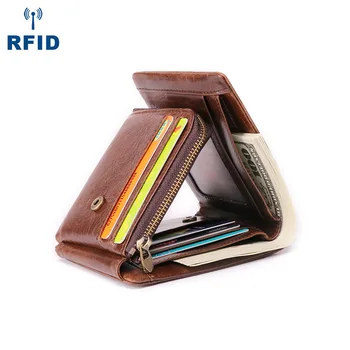 CETIRI RFID-Top Korn Ægte Læder Tegnebog Mænd Mode Kreditkort Tegnebøger Mænd Kvalitet på Kort Mønt Pung Taske