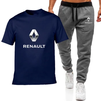 2021 kortærmet T-shirt RENAULT Bil Logo Ren Bomuld, Rund Hals Korte Ærmer Fitness Sports Bukser Mode Casual Wear Dragt