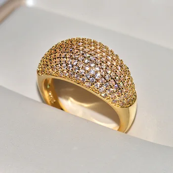 1 stk Luksus Stjerneklar Fuld af Zircon forgyldt Ring til Damer Mode smykker Wedding party forlovelsesringe