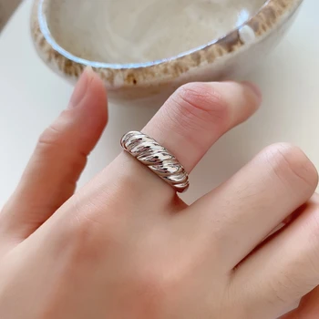LouLeur Ægte 925 Sterling Sølv Twist Ring i fransk Stil, Minimalistisk Guld Bred Ringe til Kvinder Mode Luksus Fine Smykker Gaver