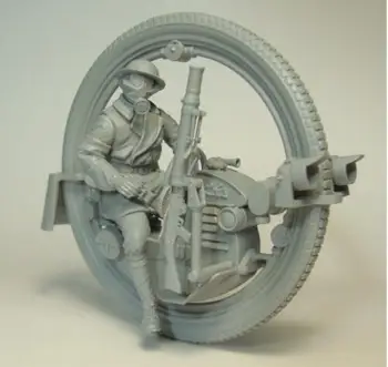 1/35 gamle kriger med Monowheel moto INDGAA 7 HOVEDER Resin Model Miniature figur Unassembly Umalet