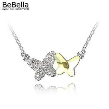 BeBella dobbelt sommerfugl halskæde med Krystaller fra Swarovski oprindelige fashion smykker gave til kvinder pige elsker