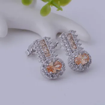 Jellystory 925 sterling sølv øreringe smykker med geometrisk formet ametyst ædelsten mode drop øreringe til kvinder