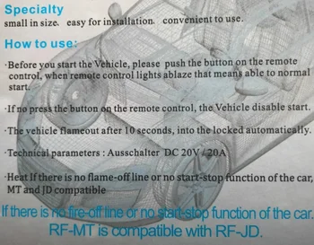 RFID Startspærre, Anti-Tyveri Skifte kabler til 12V Bil fuel power pumpe kredsløb