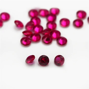 Fabrik 8# Størrelsen 1mm~3 mm Runde Skær Røde Sten Syntetiske Korund sten Perler Til smykker