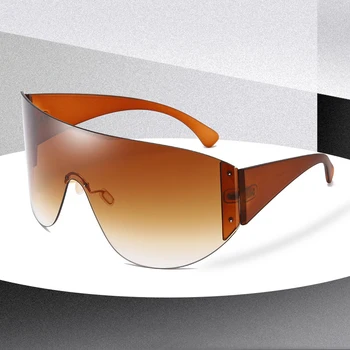 Overdimensioneret Spejl Solbriller Mænd Kvinder 2019 Nye Uindfattede i Ét stykke solbriller Mode Goggle Briller For Kvindelige Mandlige Nuancer UV400