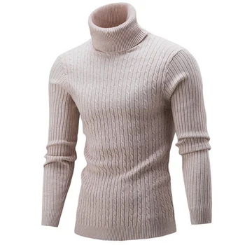 2020 Nye Efterår og Vinter Mænd Sweater Mænd Rullekrave Solid Farve Casual Sweater Mænd er Slim-Fit Mærke Strikkede Pullovers