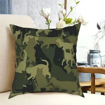 Kat Army Camouflage Pudebetræk Hjem Indretning Puder Smide Pude til stuen Polyester Dobbelt-sidet Udskrivning Vintage
