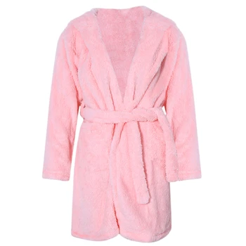 2021 Vinter Kimono Kjole Plys Fleece Flosset Badekåber For Kvinder Blød Varm langærmet Hætteklædte Nat-robe Loungewear Pyjamas