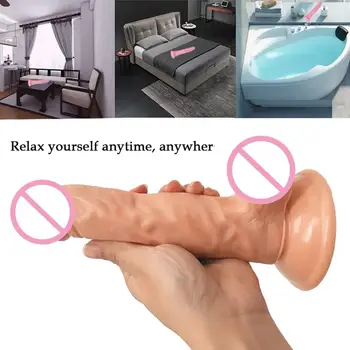 20cm Huden Føles Blød Realistisk Dildo sugekop G Spot Klitoris Stimulation Vibrator Sex Legetøj til Kvinder Gay Kvindelige Masturbator