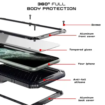 Doom Rustning IP68 Vandtæt, Stødsikkert Tunge Hybrid Tough Robuste Metal Case til iPhone 11 11Pro 8 7 6'ere Plus XR XS Max Cover