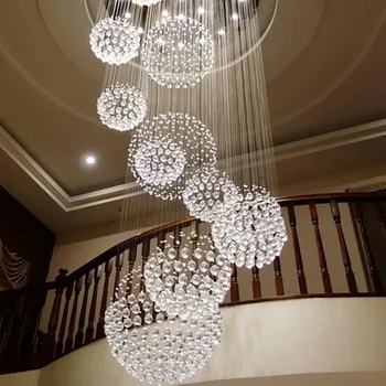 Villa stue lysekroner FØRTE bolden sammensatte gulvtæppe krystal lysekrone, trappe lysekroner hotel lobby projekt lysekroner