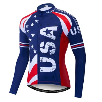Trøje med lange ærmer til mænd cykling jersey bike Cykel tøj tøj Ropa Ciclismo Foråret/Efteråret Blå USA