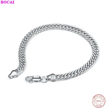 BOCAI S925 Sterling Sølv mænds Armbånd 2020 mode horsewhip kæde smykker klassiske Thai-sølv trendy mandlige Armbånd