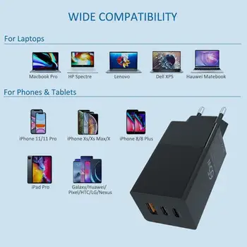 65W GaN USB-Oplader til Hurtig Opladning PD3.0 QC4 QC3.0 Type C PD Oplader til Hurtig Opladning Adapter Til iPhone Xiaomi Huawei Laptop Macbook