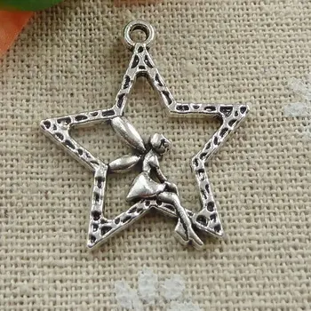 138 stykker tibetansk sølv stjerne angel charms 29x25mm #095