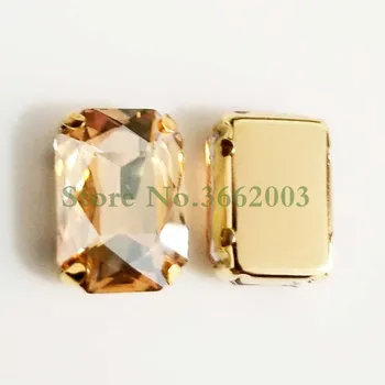 Golden champion Rektangel form Glas Krystal sy på sten,golden bunden klo rhinstones,Diy/tilbehør til Beklædningsgenstande SWCG05
