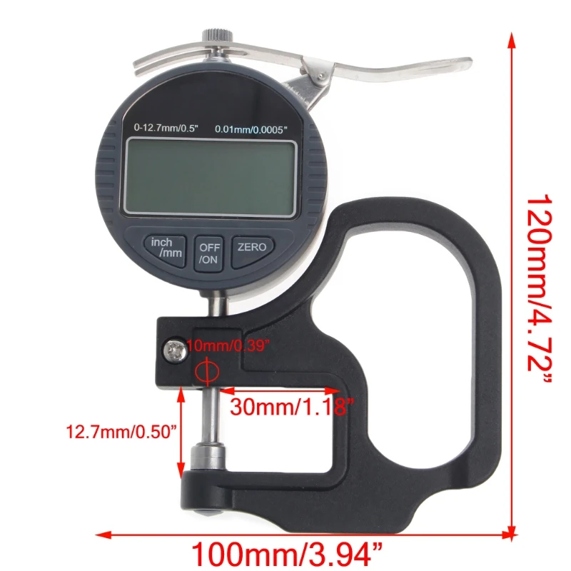 0-12.7 mm Elektroniske Mikrometer Digital Tykkelse Meter Måle 0,01 mm Dybde Tester for Papir Film Læder Tykkelse Måling af Værktøj