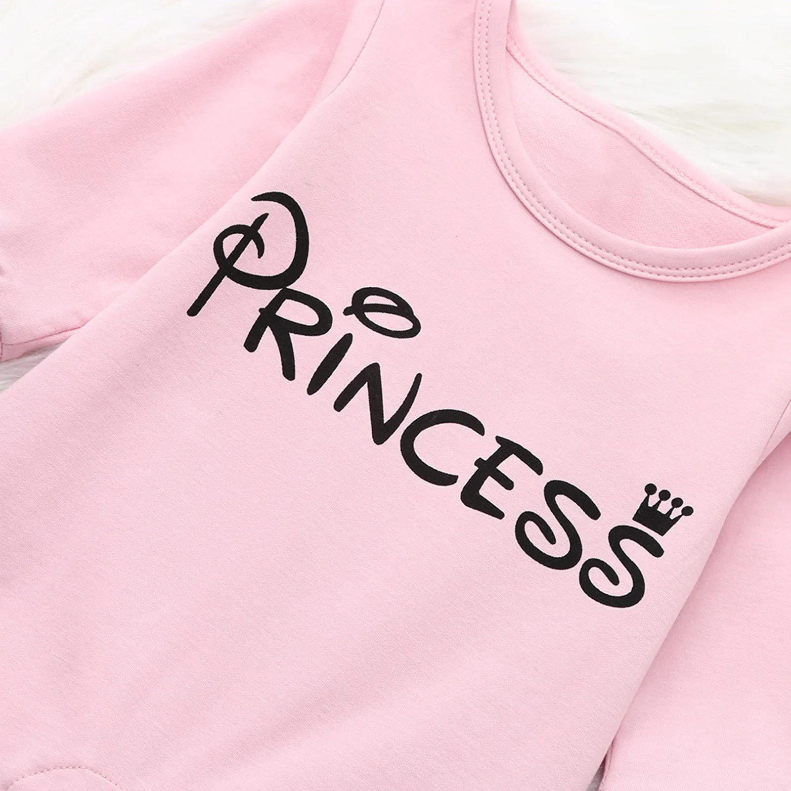(0M-24M) Baby Lange Ærmer Brev Et Stykke baby tøj baby girl Prinsesse Mode Pink Sød Brev Prinsesse Ét Stykke F4*