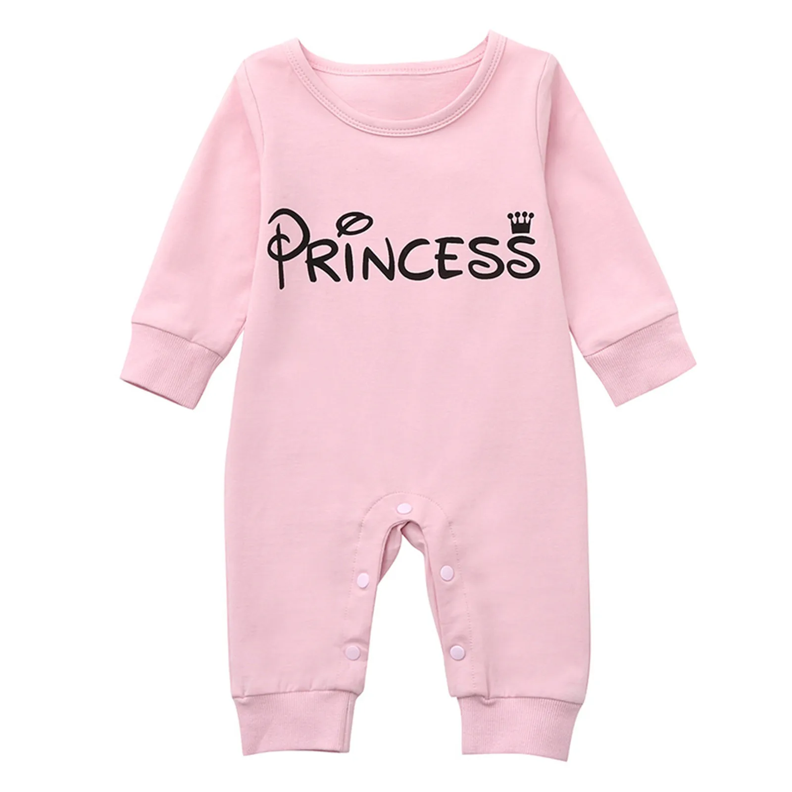 (0M-24M) Baby Lange Ærmer Brev Et Stykke baby tøj baby girl Prinsesse Mode Pink Sød Brev Prinsesse Ét Stykke F4*